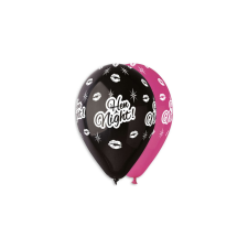 30 cm-es Hen night fekete-fukszia gumi léggömb - 100 db / csomag party kellék