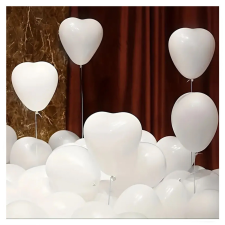  30db szív alakú fehér lufi FC246113 party kellék