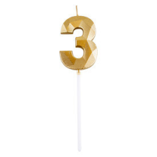  3-as elegáns számgyertya - ARANY party kellék