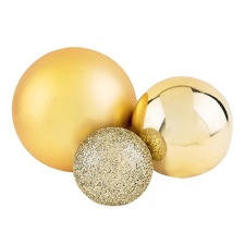  3 darabos műanyag torta dekorációs gömb – Arany party kellék