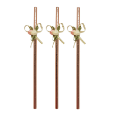  3 darabos papír szívószál – Rózsák – Rose Gold party kellék