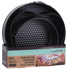  3 darabos süteményes tálca készlet, szénacél, tapadásmentes, 24x24x7 cm, fekete színű sütés és főzés