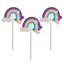  3 darabos tortadekoráció – Szivárvány – Lila party kellék