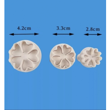 3 DB FONDANT KISZÚRÓ SZETT - SZÍV SZIRMÚ VIRÁG sütés és főzés