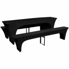  3 db nyújtható védőhuzat sör asztalnak és padnak 220x50x80cm fekete lakástextília