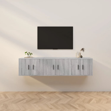  3 db szürke sonoma falra szerelhető TV-szekrény 57x34,5x40 cm bútor