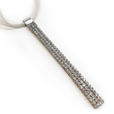 3 kősoros organza szalagos nyakék - Swarovski kristályos - fehér nyaklánc