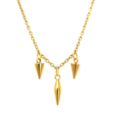  3 kúp szegecs charmos nyaklánc, arany színű nyaklánc