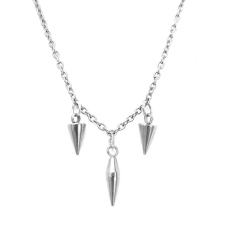  3 kúp szegecs charmos nyaklánc, ezüst színű nyaklánc