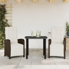  3 részes barna polyrattan bisztrógarnitúra párnákkal kerti bútor