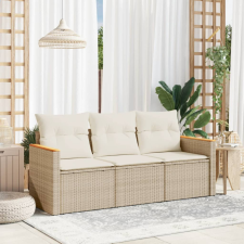 3 részes bézs polyrattan kerti ülőgarnitúra párnákkal kerti bútor