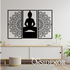 3 részes Buddha Mandala falikép fából ajándéktárgy
