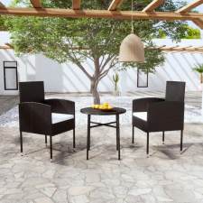  3 részes fekete polyrattan kerti étkezőgarnitúra kerti bútor