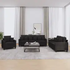  3 részes fekete szövet ülőgarnitúra párnákkal bútor