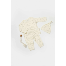  3 részes készlet: blúz, nadrág és kalap Printed, BabyCosy, 50% modál + 50% pamut, Ecru (Méret: 6-9 hónap)