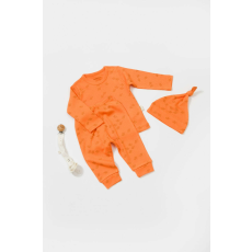  3 részes készlet: blúz, nadrág és kalap Printed, BabyCosy, 50% modál + 50% pamut, sárgabarack (Méret: 6-9 hónap)