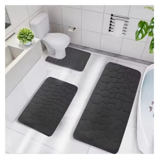 3 részes memóriahabos fürdőszobai szőnyegszett fekete AF517184SZ lakástextília