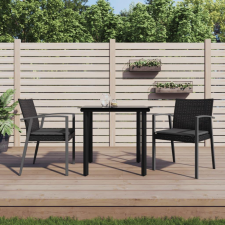 3-részes polyrattan és acél kerti étkezőgarnitúra párnával kerti bútor
