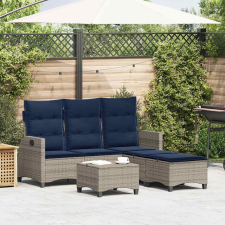 3 részes szürke polyrattan kerti ülőgarnitúra párnákkal L-alakú kerti bútor