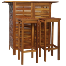  3 részes tömör akácfa bárasztal és szék garnitúra kerti bútor