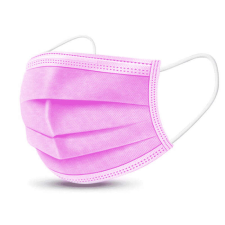 3 rétegű egészségügyi szájmaszk, gumis rögzítéssel, pink 50 db/csomag tisztító- és takarítószer, higiénia