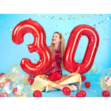 3. szám, fólia lufi, 86 cm, piros party kellék