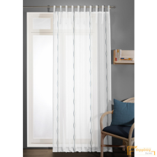  (3 szín) 6947 fényáteresztő függöny- Fehér alapon fehér-középkék hullám lakástextília