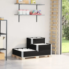  3 szintes fekete tömör fenyőfa magaságyás 120 x 80 cm kerti tárolás