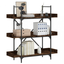  3-szintes füstös tölgy szerelt fa könyvespolc 100x33x108,5 cm bútor