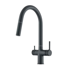  3 utas csaptelep, kihúzható zuhanyfejjel víztisztítóhoz matt fekete csaptelep