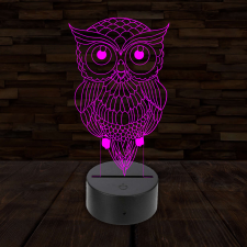  3D LED lámpa - Bölcs bagoly világítási kellék