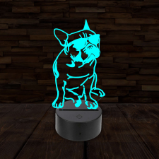  3D LED lámpa - Francia bulldog szemüvegben világítási kellék