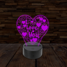  3D LED lámpa - I Love You világítási kellék
