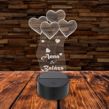  3D LED lámpa - Lufi szívek egyedi névvel világítási kellék