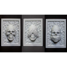 3D nyomtatott "Three Wise skulls" koponyák 147x56x210mm, Márvány dekoráció