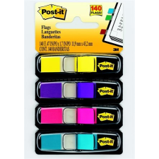 3M POSTIT Jelölőcímke, műanyag, 4x35 lap, 12x44 mm, , vegyes etikett