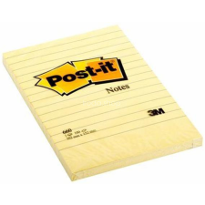 3M POSTIT Öntapadó jegyzettömb, 102x152 mm, 100 lap, vonalas, 3M POSTIT, sárga jegyzettömb