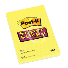 3M POSTIT Öntapadó jegyzettömb, 102x152 mm, 75 lap, vonalas, 3M POSTIT &quot;Super Sticky&quot;, sárga jegyzettömb