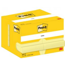 3M POSTIT Öntapadó jegyzettömb 51x76 mm 12x100 lap kanári sárga post-it