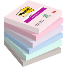  3M POSTIT Öntapadó jegyzettömb, 76x76 mm, 6x90 lap, 3M POSTIT &quot;Super Sticky Soulful&quot;, vegyes színek jegyzettömb