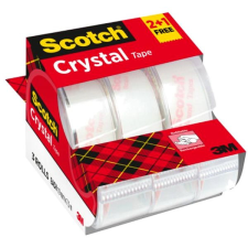 3M Scotch Crystal 19 mm × 7,5 m, kristálytiszta, eldobható letekercseléssel - 3 db ragasztószalag és takarófólia