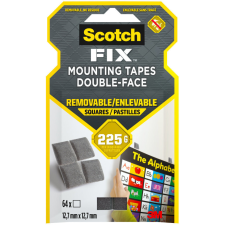 3M Scotch-Fi×™ eltávolítható, négyzet, 12,7 mm × 12,7 mm, 64 darab ragasztószalag és takarófólia