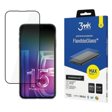 3MK FlexibleGlass Max iPhone 15 Pro 6.1&quot; fekete, hibrid üveg megerősített élekkel mobiltelefon kellék