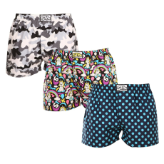  3PACK férfi bő szárú boxeralsók Styx art klasszikus gumipánt többszínű (3A11871) L