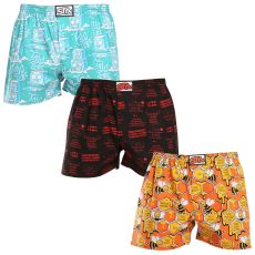  3PACK férfi bő szárú boxeralsók Styx art klasszikus gumipánt többszínű (3A16477) M