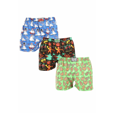  3PACK férfi bő szárú boxeralsók Styx art klasszikus gumipánt többszínű (3A17134) M
