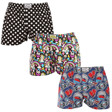  3PACK férfi bő szárú boxeralsók Styx art klasszikus gumipánt többszínű nagyméretű (3E11860) 3XL