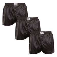 3PACK férfi bő szárú boxeralsók Styx klasszikus gumipánt szatén fekete (3C0960) L férfi alsó