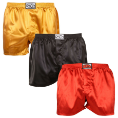  3PACK férfi bő szárú boxeralsók Styx klasszikus gumipánt szatén többszínben (3C06350) XL