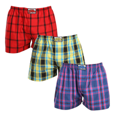  3PACK férfi bő szárú boxeralsók Styx klasszikus gumipánt többszínű (3A103123) M